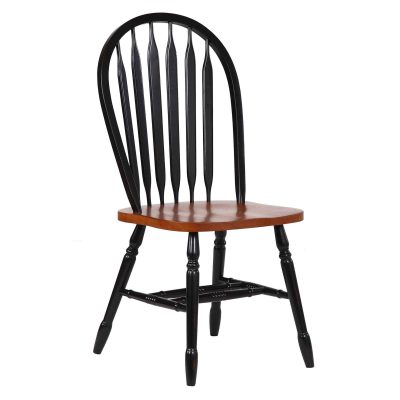 Black Cherry Selections - Arrow-back dining chair - 38 inches - finished in antique black with a Cherry seat - front view DLU-820-BCH-2