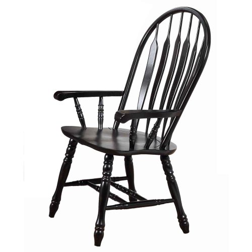 Black Cherry Selections - Comfort dining armchair finished in antique black - angled three-quarter view DLU-4130-AB-A