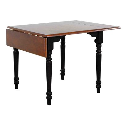 Black Cherry Dining - Drop leaf dining table - Antique black with distressed cherry top finish, leaf down-PK-TLD3448-BCH