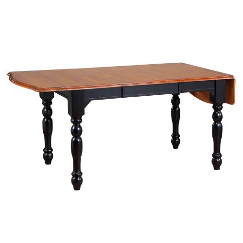 Black Cherry Selections - Extendable dining table with drop leaves - fininshed in antique black with cherry accents - leaf and table extended DLU-TDX3472-BCH