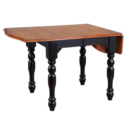Black Cherry Selections - Extendable dining table with drop leaves - fininshed in antique black with cherry accents - leaf extended DLU-TDX3472-BCH