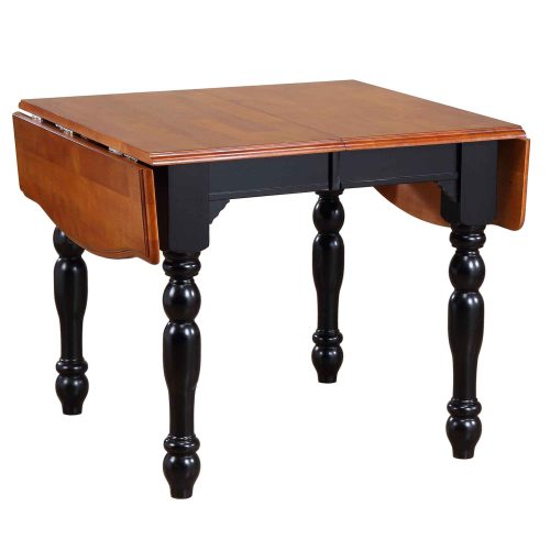 Black Cherry Selections - Extendable dining table with drop leaves - fininshed in antique black with cherry accents - leaves down DLU-TDX3472-BCH
