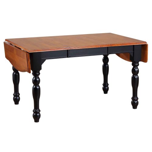 Black Cherry Selections - Extendable dining table with drop leaves - fininshed in antique black with cherry accents - table extended with leaves down DLU-TDX3472-BCH