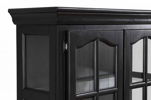 Black Cherry Selections - Keepsake Buffet and lighted hutch in Antique black with Cherry accents detail of top molding and doors DLU-19-BH-BCH