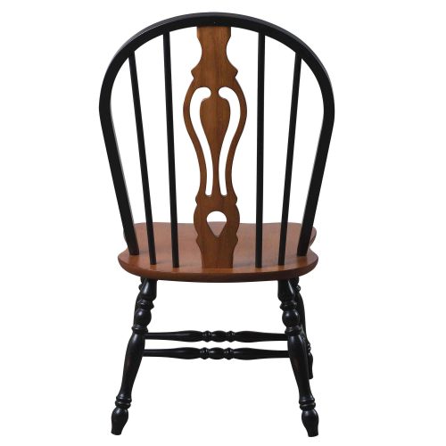 Black Cherry Selections - Keyhole back dining chair - 41 inches - finished in antique black with cherry accents and seat - back view - DLU-124-S-BCH-2