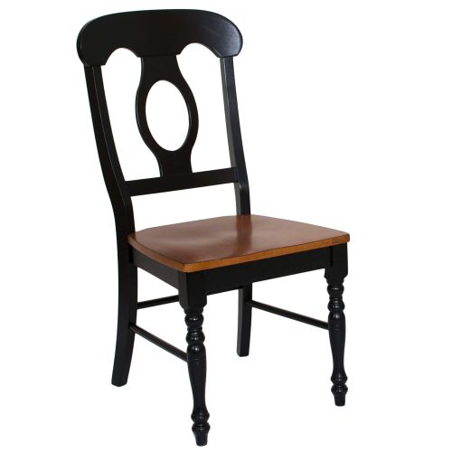 Black Cherry Selections - Napoleon dining chair finished in antique black with a cherry seat - front view DLU-C50-BCH-2