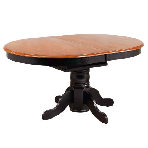 Black Cherry Selections - Pedestal dining table with Butterfly top finished in antique black with a Cherry top - closed position DLU-TBX4266-BCH