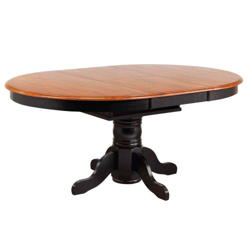 Black Cherry Selections - Pedestal dining table with Butterfly top finished in antique black with a Cherry top - extended position DLU-TBX4266-BCH