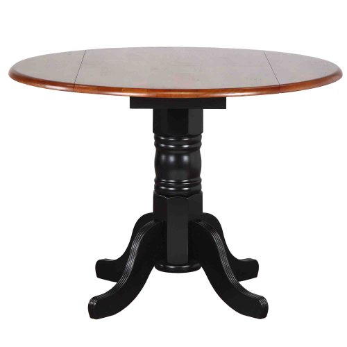Black Cherry Selections - Round drop leaf dining table finished in antique black with cherry top DLU-TPD4242-BCH