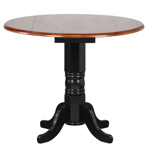 Black Cherry Selections - Round drop leaf pub table finished in antique black with a cherry top DLU-TPD4242CB-BCH