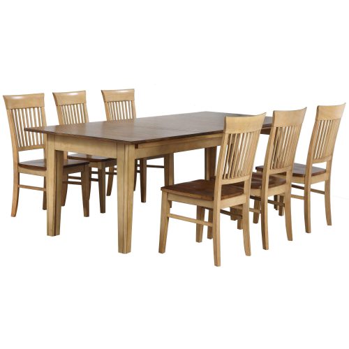 Brook Dining - 7-piece dining set - extendable dining table and six slat back chairs DLU-BR134-C70-PW7PC