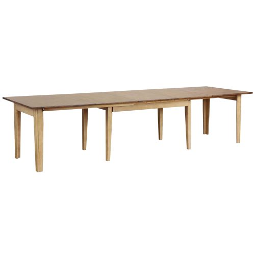 Brook Dining - Extendable dining table in creamy wheat finish with Pecan top fully extended - DLU-BR134-PW