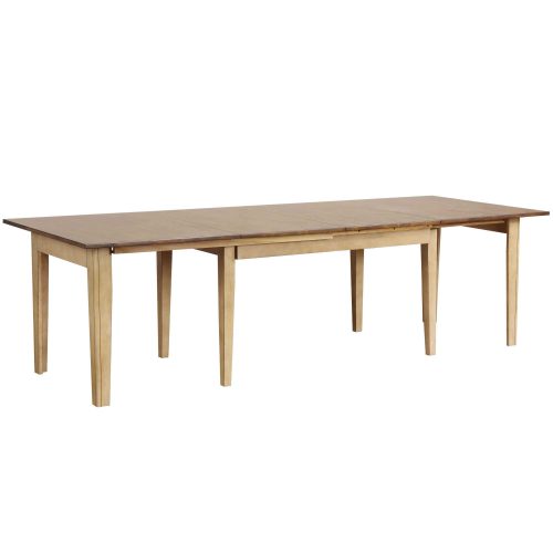 Brook Dining - Extendable dining table in creamy wheat finish with Pecan top partially extended - DLU-BR134-PW