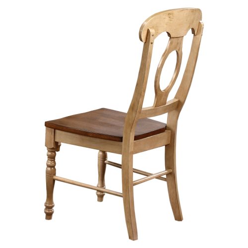 Brook Dining - Napoleon dining chair finished in creamy wheat with Pecan seat - angled back view DLU-BR-C50-PW-2