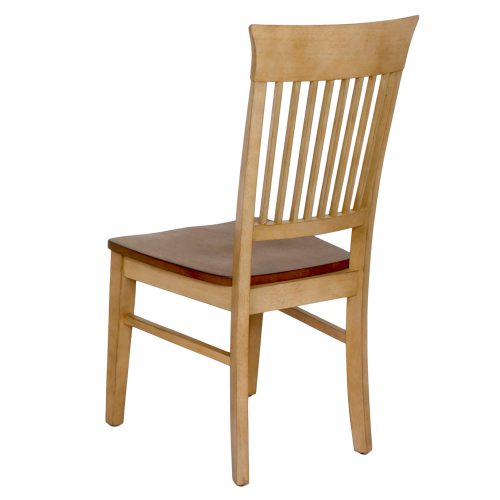 Brook Dining - Slat back dining chair finished in creamy wheat with a Pecan seat - back view DLU-BR-C70-PW-2