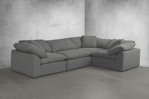 Cloud Puff Collection - Four Piece L Shaped Sofa Sectional in Gray 391094 - Angle view in room setting-SU-1458-94-3C-1A