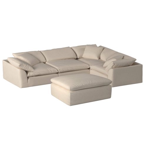 Cloud Puff Collection - Five Piece Sofa Sectional with Ottoman in Tan 391084 - Angle view-SU-1458-84-3C-1A-1O