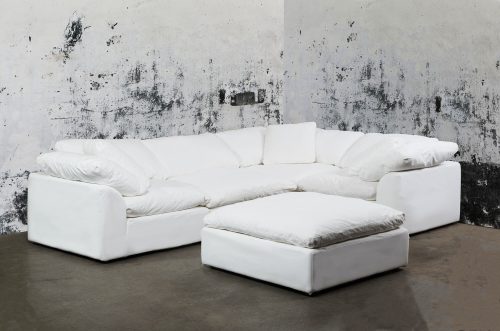 Cloud Puff Collection - Five Piece Sofa Sectional with Ottoman in White 391081 - Angle view in room setting-SU-1458-81-3C-1A-1O