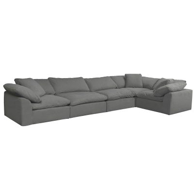 Cloud Puff Collection - Five Piece L Shaped Sofa Sectional in Gray 391094 - Angle view-SU-1458-94-3C-2A