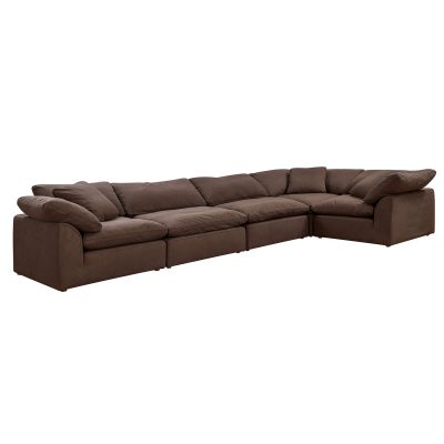 Cloud Puff Collection - Five Piece L Shaped Sofa Sectional in Chocolate Brown 391088 - Angle view-SU-1458-88-3C-2A