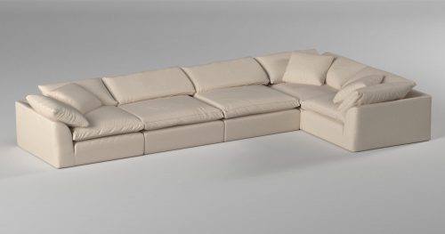 Cloud Puff Collection - Five Piece L Shaped Sofa Sectional in Tan 391084 - Angle view in room setting-SU-1458-84-3C-2A