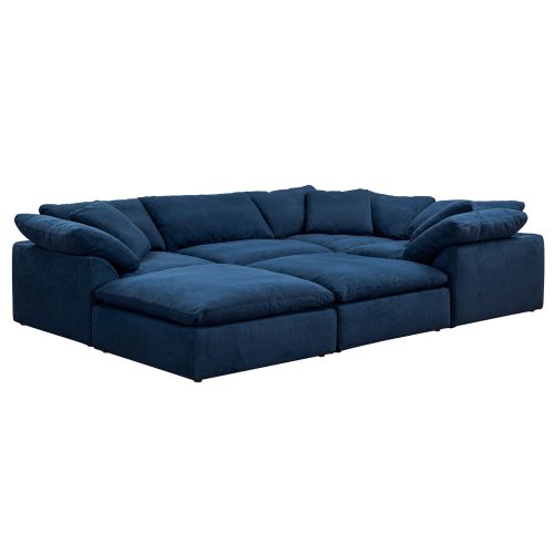 Cloud Puff Collection - Six Piece Sofa Sectional Pit in Navy Blue 391049 - Angle view-SU-1458-49-3C-1A-2O