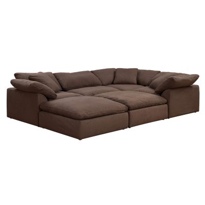 Cloud Puff Collection - Six Piece Sofa Sectional Pit in Chocolate Brown 391088 - Angle view-SU-1458-88-3C-1A-2O