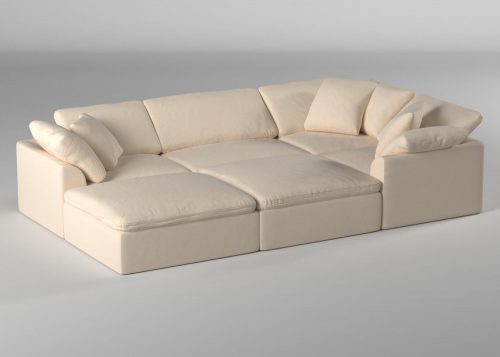 Cloud Puff Collection - Six Piece Sofa Sectional Pit in Tan 391084 - Angle view in room setting-SU-1458-84-3C-1A-2O