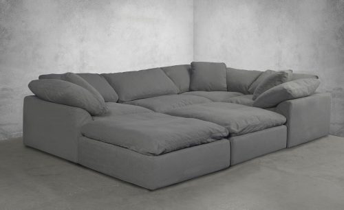 Cloud Puff Collection - Six Piece Sofa Sectional Pit in Gray 391094 - Angle view in room setting-SU-1458-94-3C-1A-2O