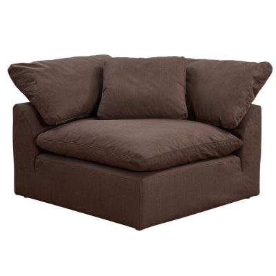 Cloud Puff Collection - Slipcovered Modular Corner Arm Chair in Chocolate Brown 391088 - Angle view-SU-145851-391088