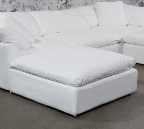 Cloud Puff Collection - Slipcovered Modular Ottoman in White 391081 - Angle view in room settingSU-145830-39108