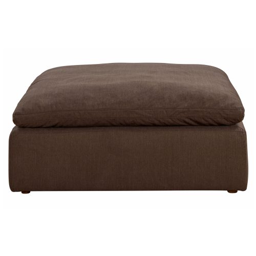 Cloud Puff Collection - Slipcovered Modular Ottoman in Chocolate Brown 391088 - Front view-SU-145830-391088