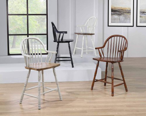 Country Grove Collection - Windsor Counter height stools with arms in various finishes - DLU-CG-B3024A-GO-2