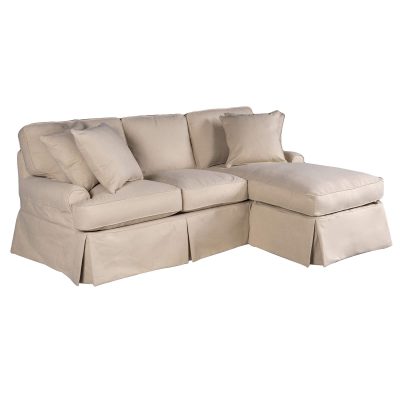 Hoizon Slipcovered Collection - Sleeper sofa with chaise - three-quarter view SU-117678-391084