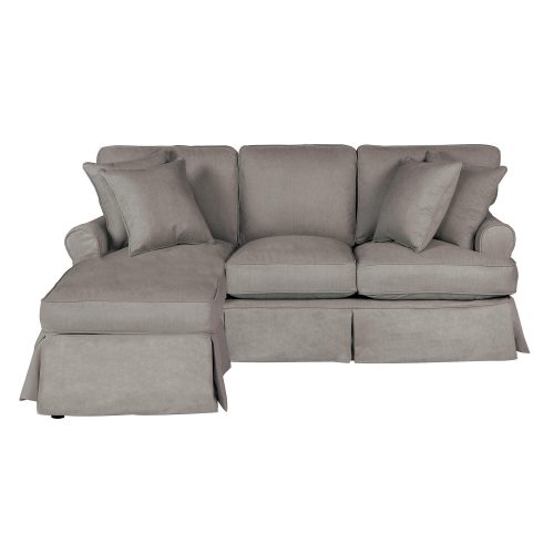 Horizon Slipcovered Collection - Sleeper Sofa with chaise on left - front view SU-117678-391094
