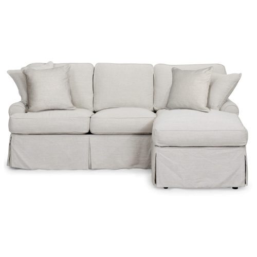 Horizon Slipcovered Collection - Sleeper Sofa with chaise on right - front view SU-117678-220591