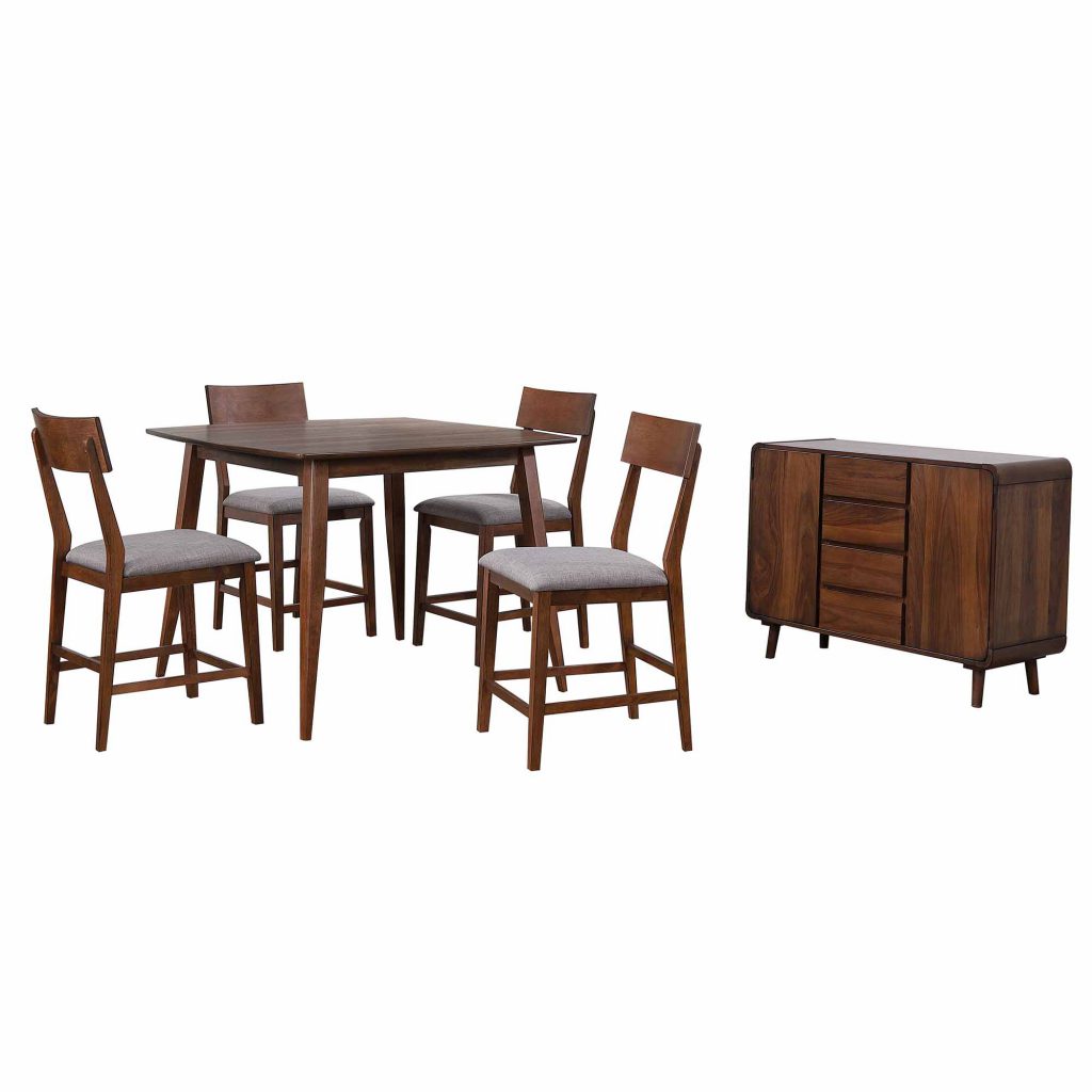 Counter Height Table Set w/Padded Performance Fabric Stools & Server