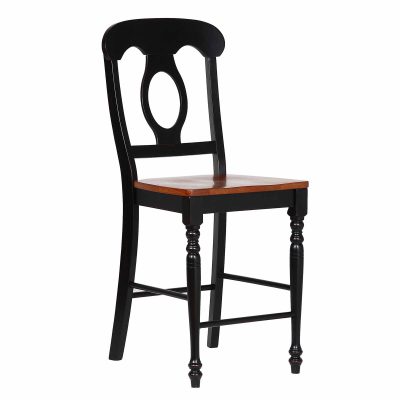 Napoleon Barstools in Antique Black finish with Cherry Seats DLU-B50-BCH-2