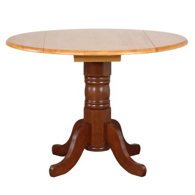 Oak Selection - Round dining table with drop leaf - nutmeg finish with light-oak top DLU-TPD4242-NLO