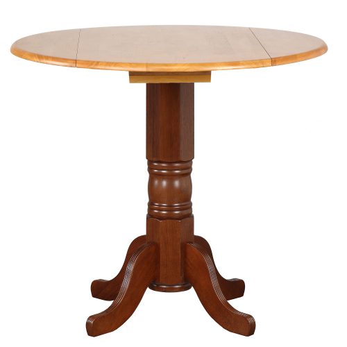 Oak Selection - Round pub table with drop leaf - nutmeg finish with light-oak top DLU-TPD4242CB-NLO