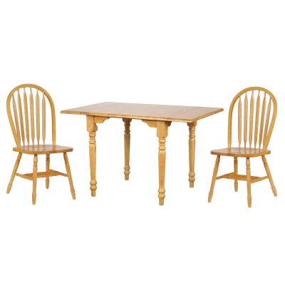 Oak Dining Collection - 3 Piece Dining Set - Drop leaf table with two Arrowback chairs in a light oak finish- PK-TLD3448-820-LO3P