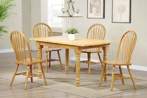Oak Selections - 5-piece dining set - Butterfly top table with four Arrow-back chairs in a light-oak fininsh - dining room setting DLU-TLB3660-820-LO5PC