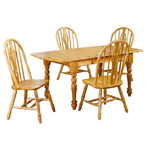 Oak Selections - 5-piece dining set - Extendable dining table with butterfly leaf and four keyhole chairs in a light-oak finish DLU-TDX3472-124S-LO5PC