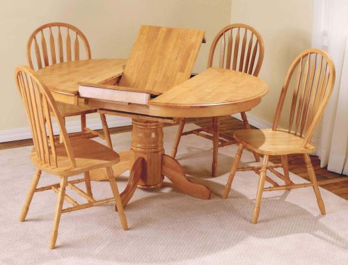 Oak Selections - 5-piece dining set - Pedestal table with butterfly leaf and four Arrow-back chair in a light-oak finish dining room setting DLU-TBX4266-820-LO5PC
