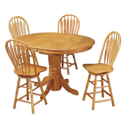 Oak Selections - 5-piece dining set - Pub table with butterfly leaf and four swivel barstools - Light-oak finish DLU-TBX4266CB-B24-LO5PC