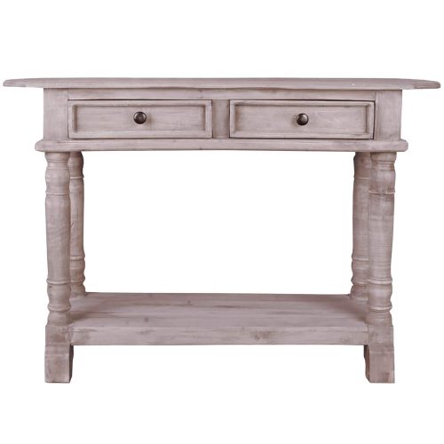 Shabby Chic Collection - Console table with drawers - finished in a distressed lime wash - front view CC-TAB2287S-LW