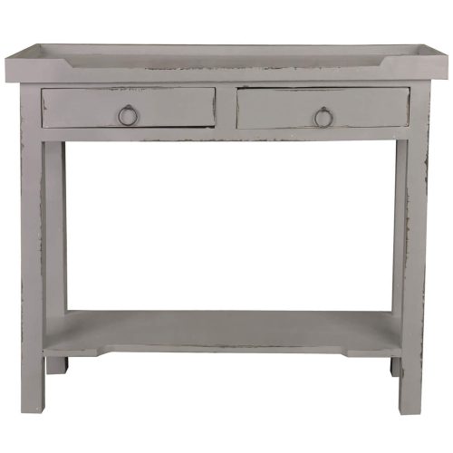 Shabby Chic Collection - Console table with drawers - finished in distressed antique gray - front view CC-TAB2284LD-AG