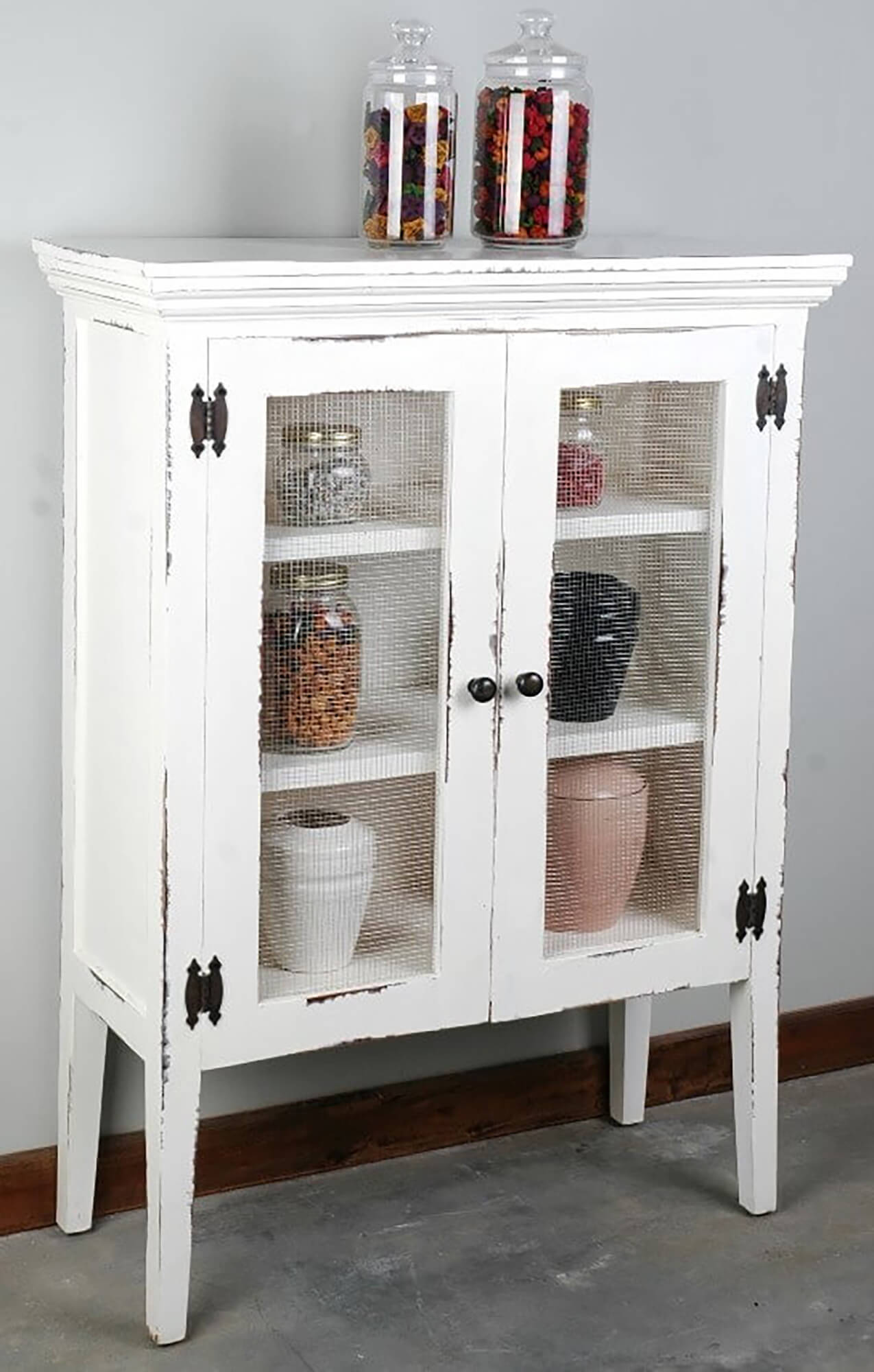 Country Cabinet W Wire Doors Sunset, Antique Jelly Cabinet With Glass Doors