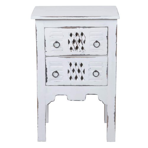 Shabby Chic Collection - End table finished in whitewash - front view CC-TAB098LD-WW