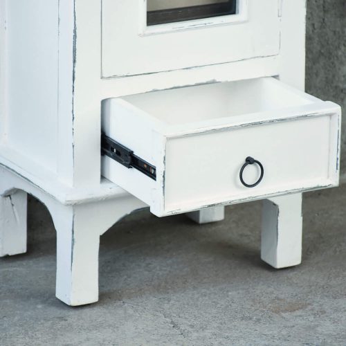 Shabby Chic Collection - End table with drawer and door finished in distressed white - detail of drawer CC-CHE324LD-WW